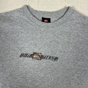 Y2K Quiksilver Shirt Mens L Gray Boardriding Double Sided Graphic Surf Vintage